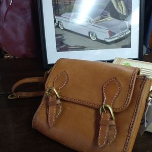 Vintage leather satchel hobo bag.